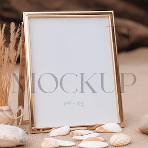 Maqueta de tarjeta enmarcada de 8 x 10, maqueta de letrero de 8 x 10, maqueta de letrero de bar de bodas, maqueta de letrero de mesa de baby shower editable, maqueta de tarjeta de mesa con marco dorado