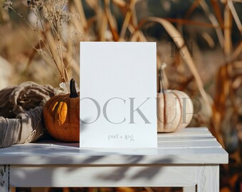 5x7 Card Mockup, 5X7 Mockup, Greeting Card Mockup, Fall Wedding Invite Mockup, Autumn Mockups,  Invitation Mockup, Fall Invitation Card Mock