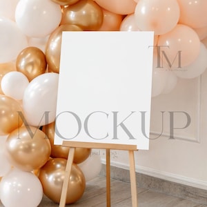 Balloon Welcome Sign Mockup, Seating Chart Mockup, Party Sign Mockup, Easel Sign Mockup, Simple Baby Shower Welcome Sign Mockup