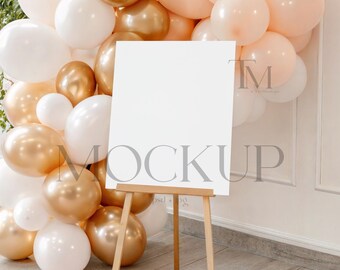 Balloon Welcome Sign Mockup, Seating Chart Mockup, Party Sign Mockup, Easel Sign Mockup, Simple Baby Shower Welcome Sign Mockup