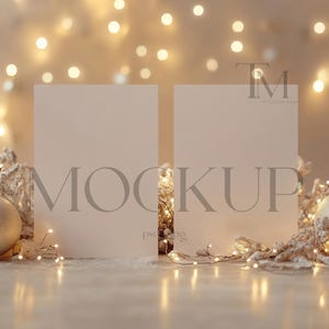 Christmas Cards Mockup, Christmas Greeting Cards Mockup, Holiday Card Mock Up, Card Mockup Winter, Double Christmas Card Mockup, CH5