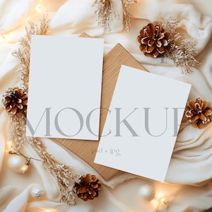 Christmas Greeting Cards Mockup, Double Christmas Card Mockup, Christmas Cards Mockup, Holiday Card Mock Up, Card Mockup Winter, CH5
