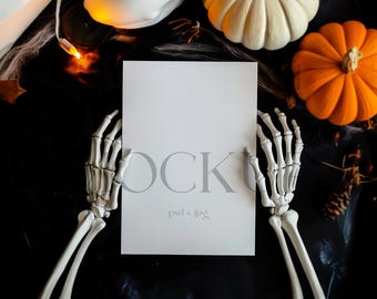 Halloween 5x7-kortmodell, läskig inbjudningsdisplay (PSD, JPG)