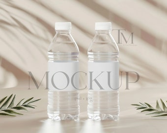Water Bottle Label Mockup, 8x2 Party Favor Mock-up (PSD & JPG)