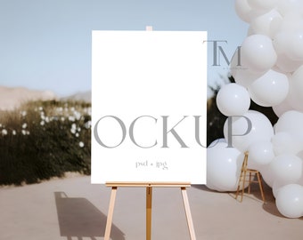 Birthday Welcome Sign Mockup, 18x24 Easel (PSD, JPG)