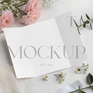 Trifold Invitation Mockup, Gatefold Invitation Mockup, Folded Card Mockup, Gatefold Wedding Invitation Mockup, Mock Up For Folded Card