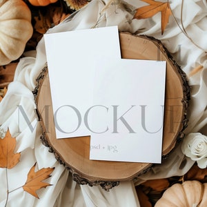 Maquette de cartes 5 x 7, Maquette 5 x 7, Maquette de carte de voeux, Maquette d'invitation à un mariage automne, Maquettes d'automne, Maquette deux cartes, Maquette de carte d'invitation