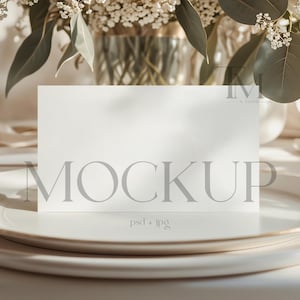 Maqueta de etiqueta de buffet de boda, maqueta de tarjeta de lugar de boda, maqueta de disposición de mesa de cumpleaños, maqueta de etiqueta de comida moderna, maqueta de tarjeta de plato PSD