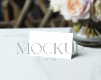 Neutral Tent Fold Card Mockup, Minimalist Place Card (PSD & JPG)