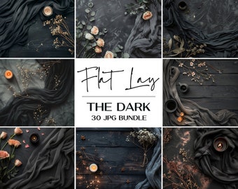 30 Dark Table Flat Lay Mockup Bundle Backdrop Mockup Wedding Digital Background Product Background Photo Styled Stock Photography Mockups