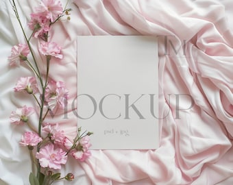 Floral Card Mockup, 5x7 Invitation, PSD JPEG (Digital Download)