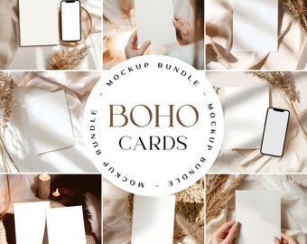 Boho 5x7 Card Mockup Bundle, Wedding Invitation (Digital Download)