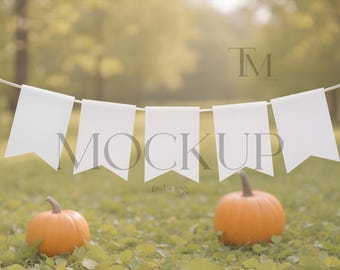 Wall Garland Mockup, Fall Hanging Cards Mockup, Bunting Banner Mockup, Autumn Birthday Banner Mockup, Flag Banner Mockup, Monthly Photo Mock