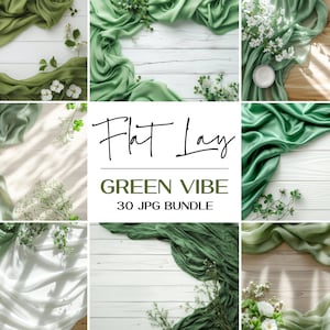 Green Flat Lay Mockup Bundle, Product Backdrop Mockup, Wedding Scene Creator Mockups, Digital Background Mock up, Table Flat Llay Mock Up