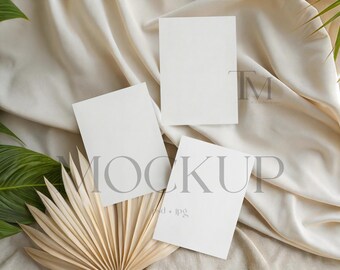 Greeting Card Set Mockup, 5x7 Cards Display (PSD & JPG)