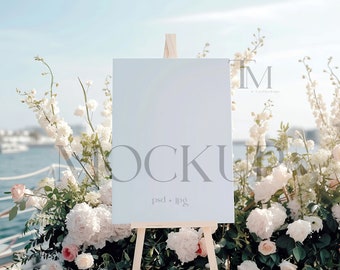 Beach Wedding Sign Mockup, 18x24 Reception, PSD, JPG