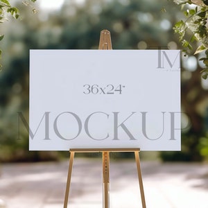 24x36" Wedding Sign Mockup, Easel Poster Mockup (PSD & JPG) image 1