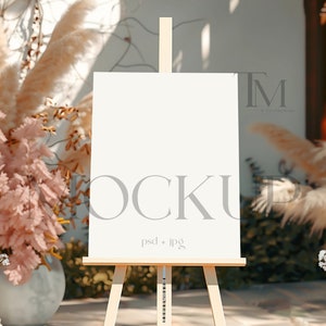 Outdoor Event Sign Mockup, Boho Seating Chart Mockup, Rustic 16x20 Sign Mockup, Bridal Shower Welcome Sign Mockup, PSD Easel Sign Mockup
