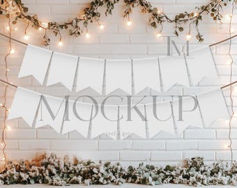 Birthday Banner Mockup, Pennant Bunting Mockup (PSD, JPG)