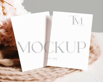5x7 Double Card Mockup, Minimalist Invitation Display (PSD & JPG)