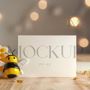 Horizontal Card Mockup, 7x5 Invitation Card Mockup, Landscape Card Mock Up, Bee Themed Invitation Mockup, Greeting Card Mockup, BE1