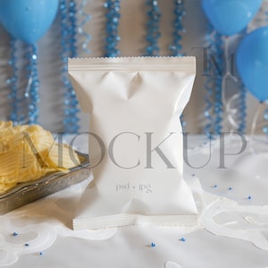 Chip Bag Mockup, Chips Wrapper Mockup, Snack Packet Mock Up PSD, Boy Baby Shower Mockup, Editable Favors Mockup, Treat Bag Mockup