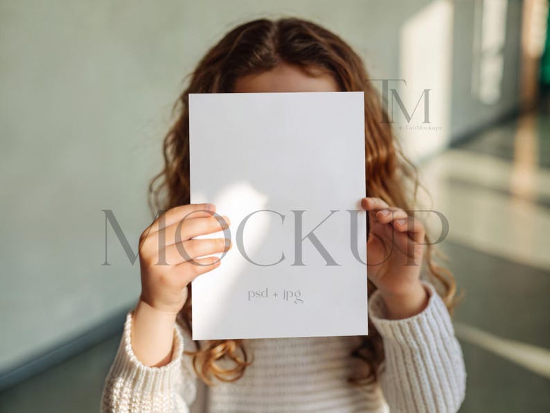 Kids Party Invitation Mockup, Kids Invitation Mockup, Kids Birthday Invitation Mockup, 5x7 Invitation Mockup Hand, Zazzle Invitations Mock image 1