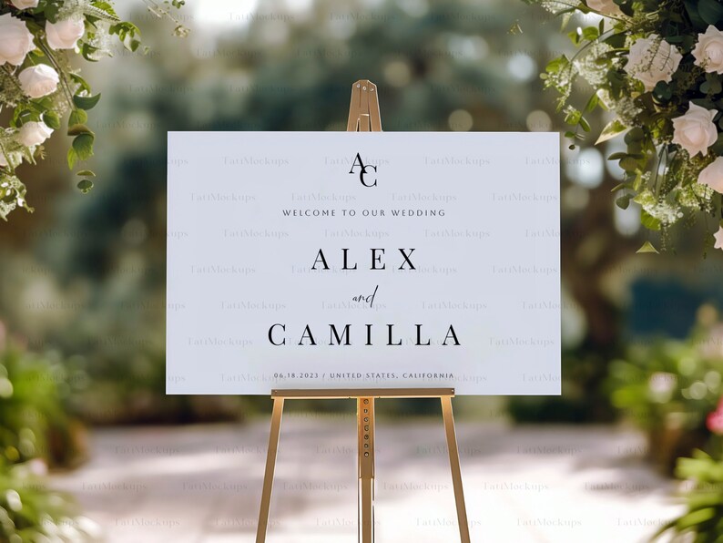 24x36" Wedding Sign Mockup, Easel Poster Mockup (PSD & JPG) image 5