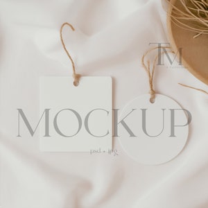Rund und Quadratisch Tag Mockup, Kreis Tag Mockup, Quadratisch Tag Mockup, Hochzeit Gunsten Tag Mockup, Dankeschön Tag Mockup, Geschenkanhänger Mockup, PSD Mock