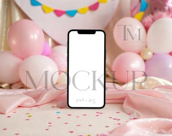 iPhone Screen Mockup, Birthday Evite Mock Up, Girly Digital Card Mockup, Electronic Invite Mock, Smartphone Mockup, Bridal Shower Mockup