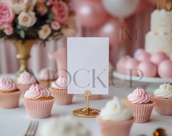 5x7 Table Card Mockup, Birthday Sign Display (PSD & JPG)