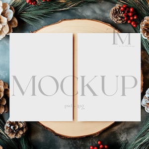 Christmas Greeting Cards Mockup, Double Christmas Card Mockup, Christmas Cards Mockup, Holiday Card Mock Up, Card Mockup Winter, CH5