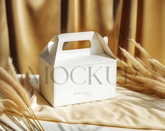 Gable Box Label Mockup, Party Favor Mockup, Party Boxes Mockups, Treat Box Mockup, Gift Box Sticker Mockup,  Gable Box Mockup PSD