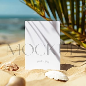 Maqueta de tarjeta de verano, maqueta de invitación de playa, maqueta de invitación de boda en la playa, maqueta de tarjeta de 5x7, maqueta de tarjeta de verano, maqueta de boda de verano