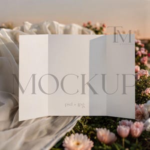 Gatefold Wedding Mockup, Gatefold Invitation Mockup, Folded Card Mockup, Trifold Invitation Mockup, Mock Up For Folded Invitation Card