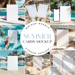 Karten Mockup Bundle, Sommer 5x7 Mockup Bundle, Grußkarten Mockup Bundle, 5x7 Invite Mockup, Hochzeitseinladung Mockup, Karte PSD Mockup