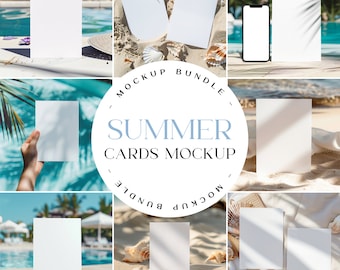Summer Cards Mockup Bundle, 5x7 Invitation Display (Digital Download)