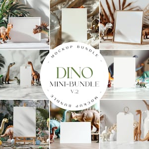 Pacote de maquetes com tema de dinossauro Convite Mockup 5x7 Cartão Mockup Placa de boas-vindas de aniversário Mockup Etiqueta de presente Mockup Placa de aniversário Mockup PSD D11