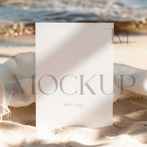 Sommer Karten Mockup, 5x7 Karte Strand Mockup, Einladung Mockup, Sommer 5X7 MockUp, Boho Einladung Mockup, Neutrale Töne Mockup, Hochzeits Mock