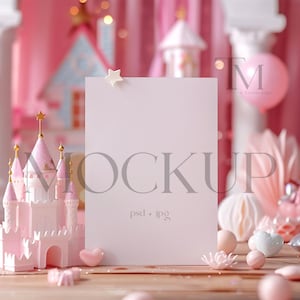 Rosa Einladungsmodell, 5x7 Karte Rosa Mock, Babyparty Mockup, Einladung Mockup, Einladungskarte Mockup, Geburtstagsparty Invite Mock, PK1