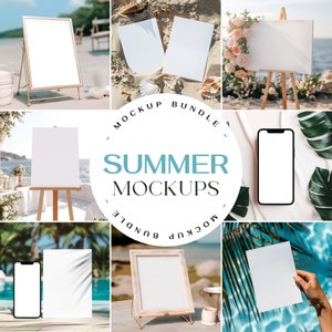 Sommer Mockup Bundle, Karten Mockup Bundle, Outdoor Staffelei Mockups, Sommer 5x7 Mockup Bundle, Willkommen Mockup Bundle, iPhone Bildschirm Mockups