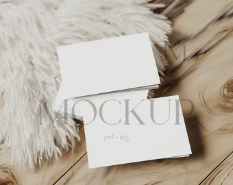 Boho Business Card Mockup, 3.5x2 Neutral Stationery Display (PSD & JPG)
