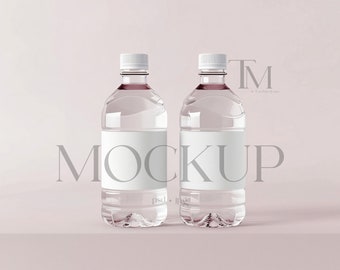 Water Bottle Label Mockup, 8x2 PSD Template (Digital Download)