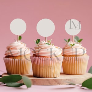 Cupcake Toppers Mockup, Cupcake Topper Mockup, Cupcake Mockup, Topper Mockup, Favor Tag Mockup, Kreis Topper Mockup, leere Cupcake Toppers