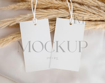 Gift Tags Mockup, Minimalist Empty Gift Tag Mockup, Wedding Favor Tag Mockup, Thank You Tag Mockup, 2x3.5 Tag Mockup, Hang Tag Mockup PSD