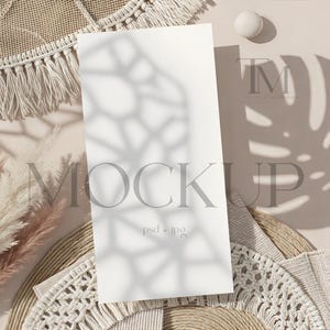 4x8 Card Mockup – Botanical Theme Wedding Program Display (Smart Object)