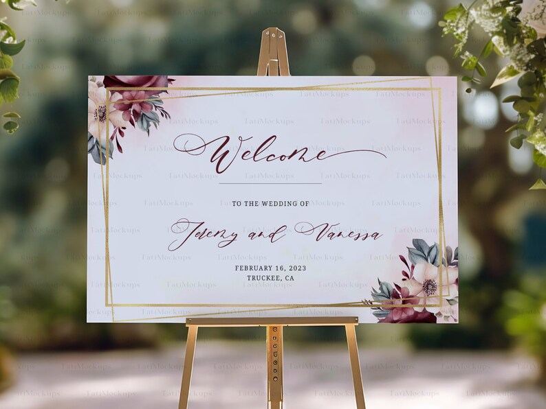24x36" Wedding Sign Mockup, Easel Poster Mockup (PSD & JPG) image 4