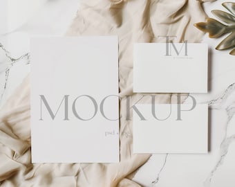 Einladungspaket Mockup, 5x7 und 5x3,5 Kartenmockups PSD