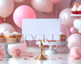 3.5x2 Place Card Mockup, Event Stationery Design (PSD & JPG)