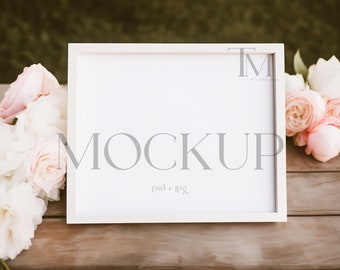 10x8 Sign Mockup Wedding Sign Frame Mockup Tabletop Sign Mockup Horizontal Sign Mockup Landscape Sign Mockup Table Frame Mockup PSD